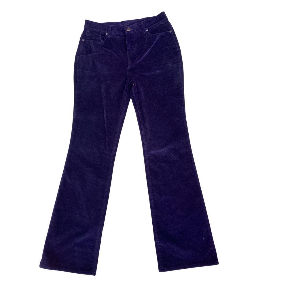 DG2Diane Gilman Purple Corduroy Flare Leg Pants Womens Size 10 High Rise Stretch